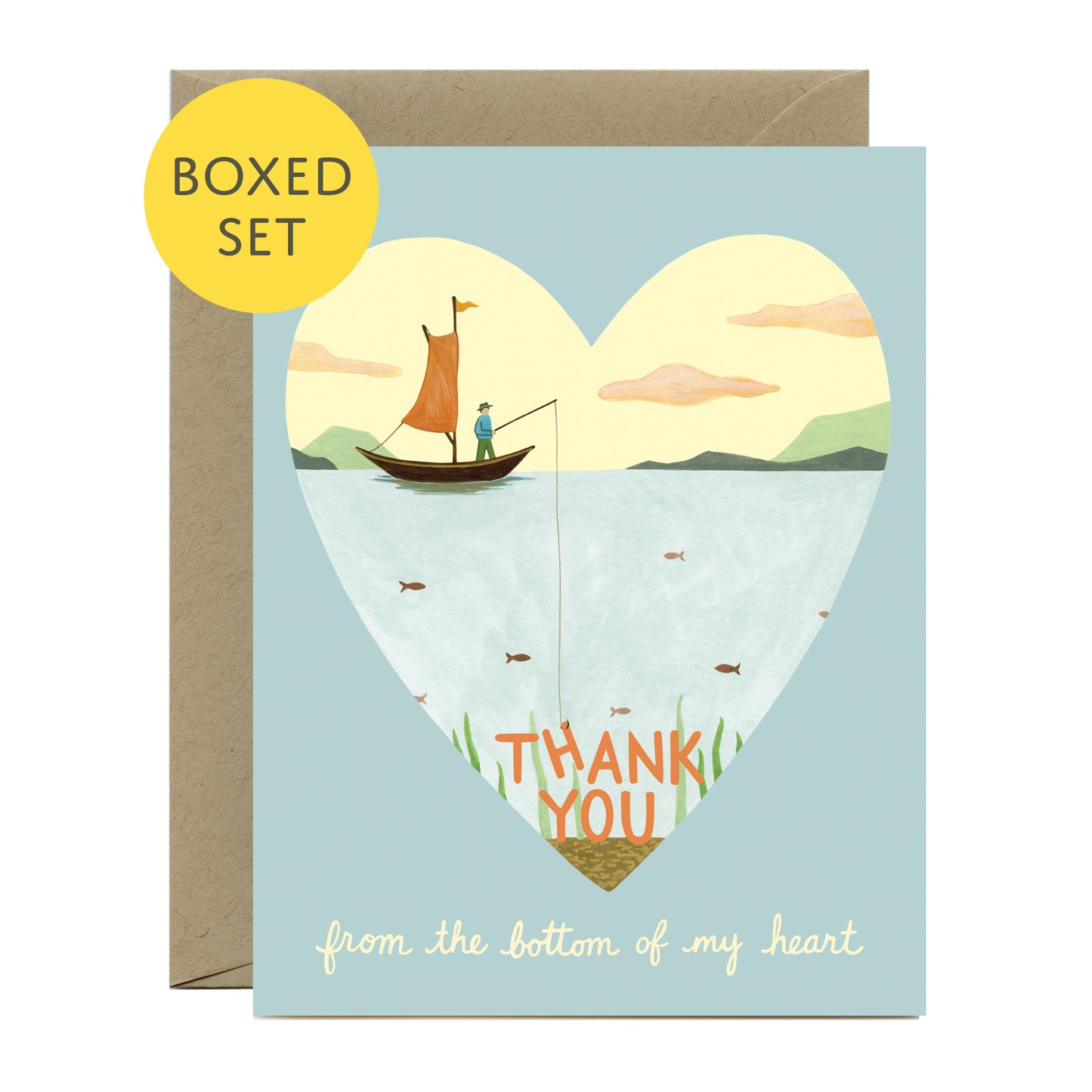 BOTTOM OF MY HEART - THANK YOU GREETING CARDS, BOXED SET OF 8
