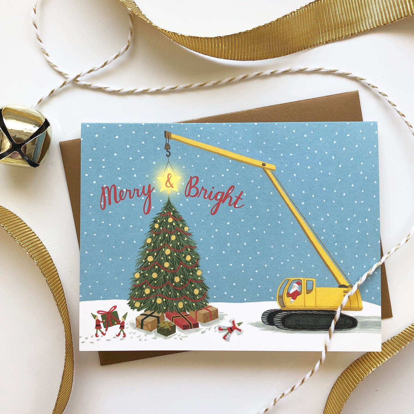 CONSTRUCTION SANTA AND ELVES - HOLIDAY GREETING CARD