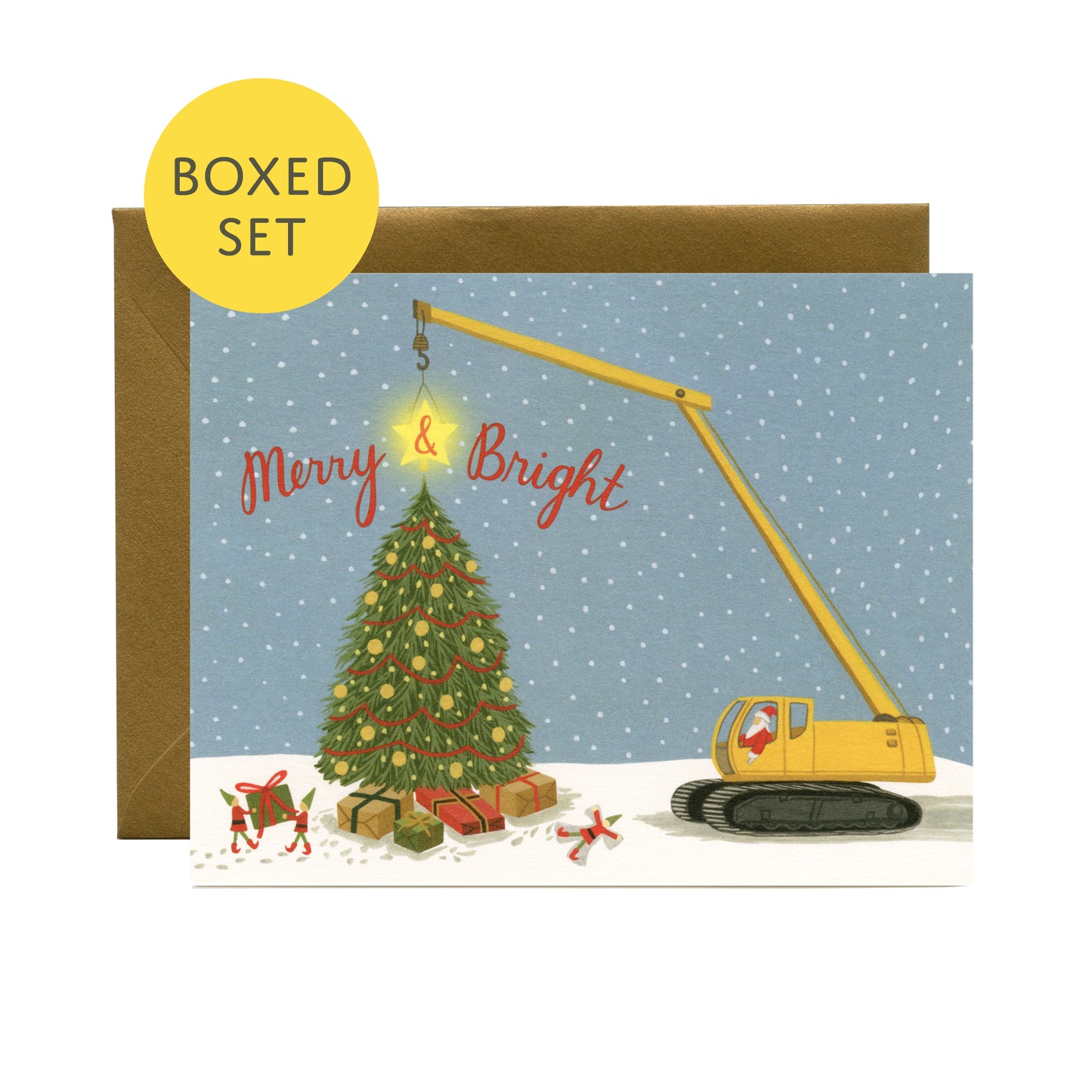 CONSTRUCTION SANTA AND ELVES - HOLIDAY GREETING CARDS, BOXED SET OF 8