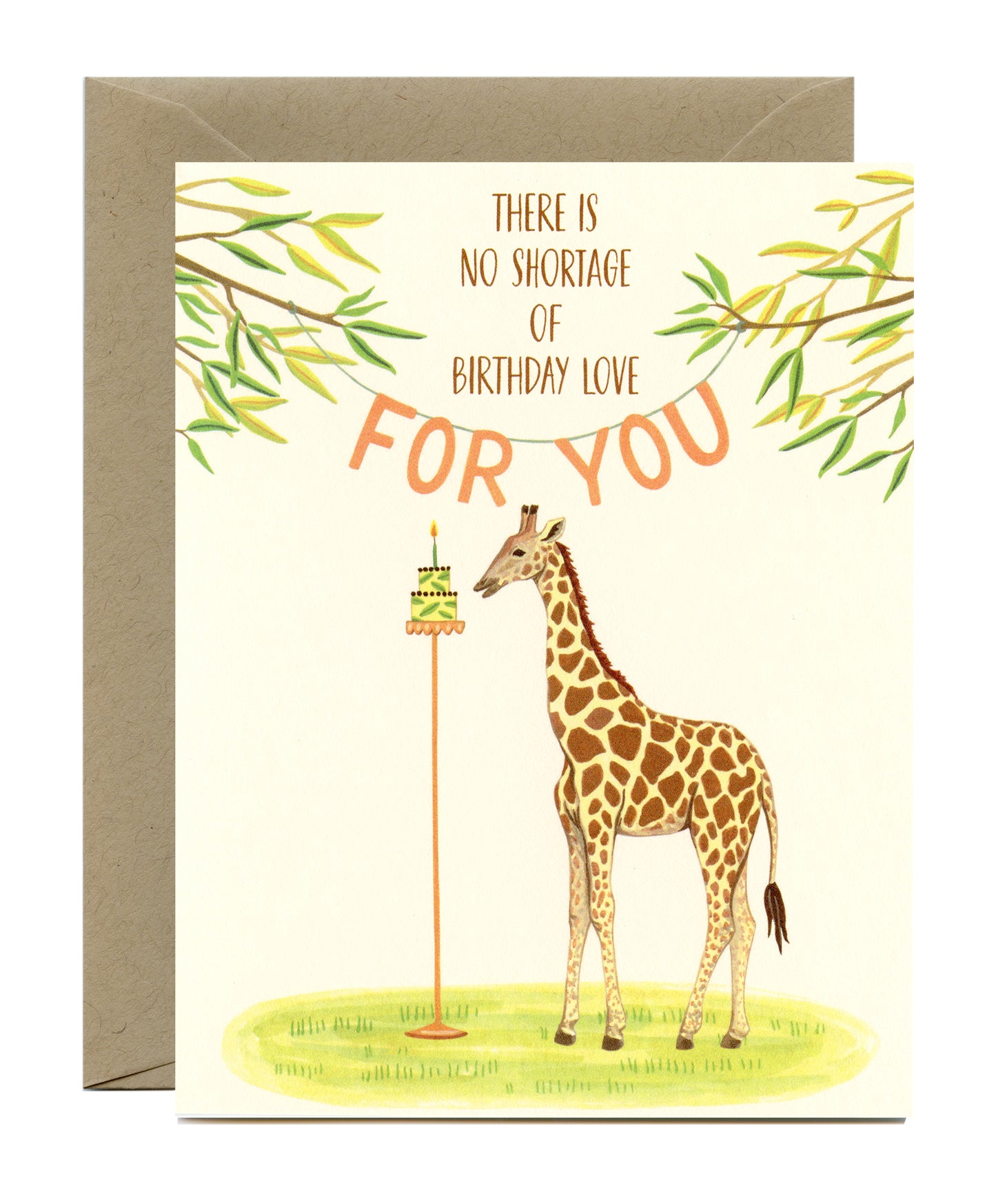 TALL GIRAFFE AND CAKE - BIRTHDAY GREETING CARD