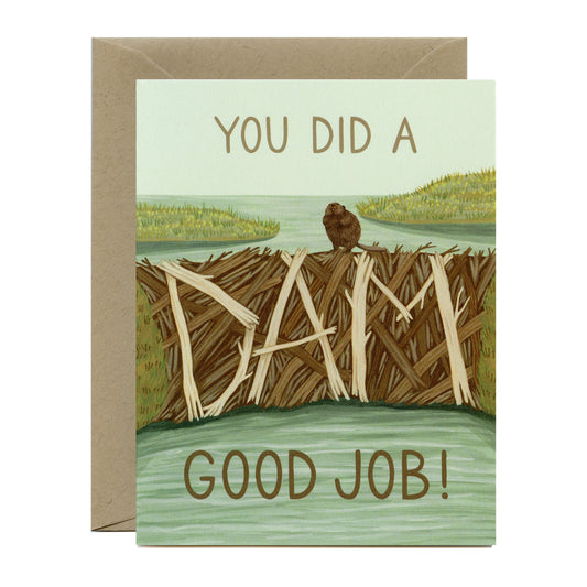 DAM GOOD JOB BEAVER - CONGRATULATIONS GREETING CARD