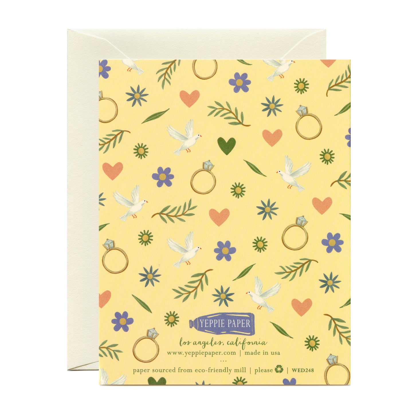 WEDDING DOVES, DIAMONDS AND FLOWERS - WEDDING GREETING CARD