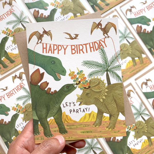 DINOSAUR PARTY - BIRTHDAY GREETING CARD