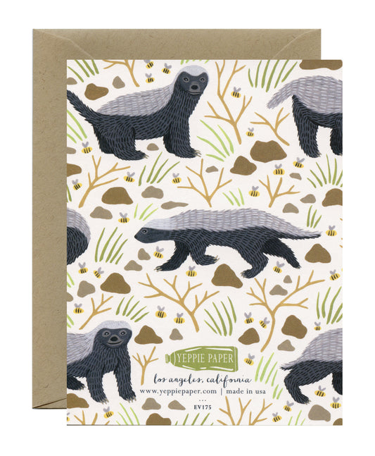 BLACK & WHITE HONEY BADGERS - BLANK GREETING CARD