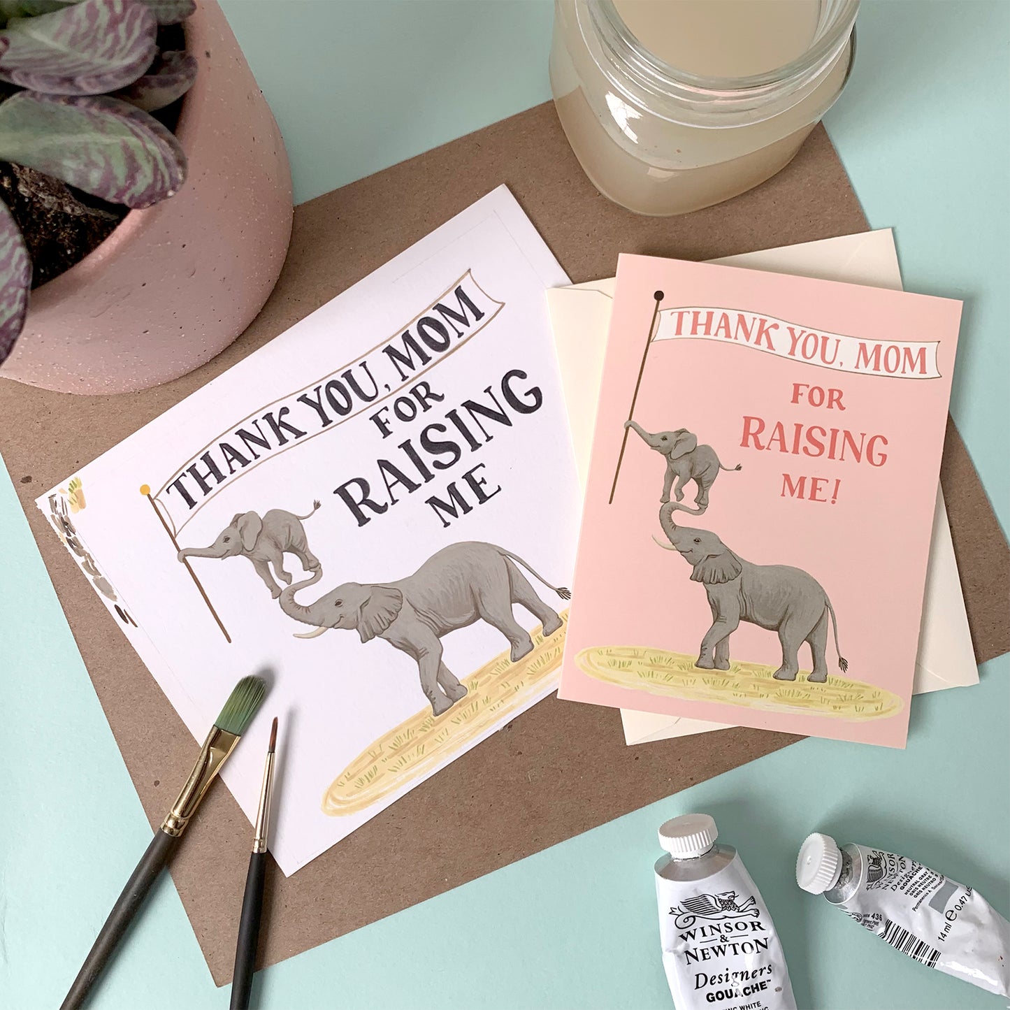ELEPHANT MOM AND BABY - MOTHER'S DAY GREETING CARD