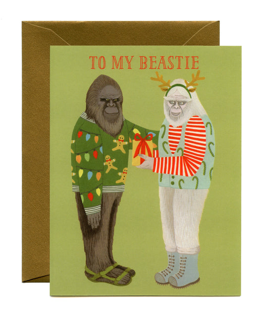 TO MY BEASTIE - BIGFOOT AND YETI - HOLIDAY GREETING CARD