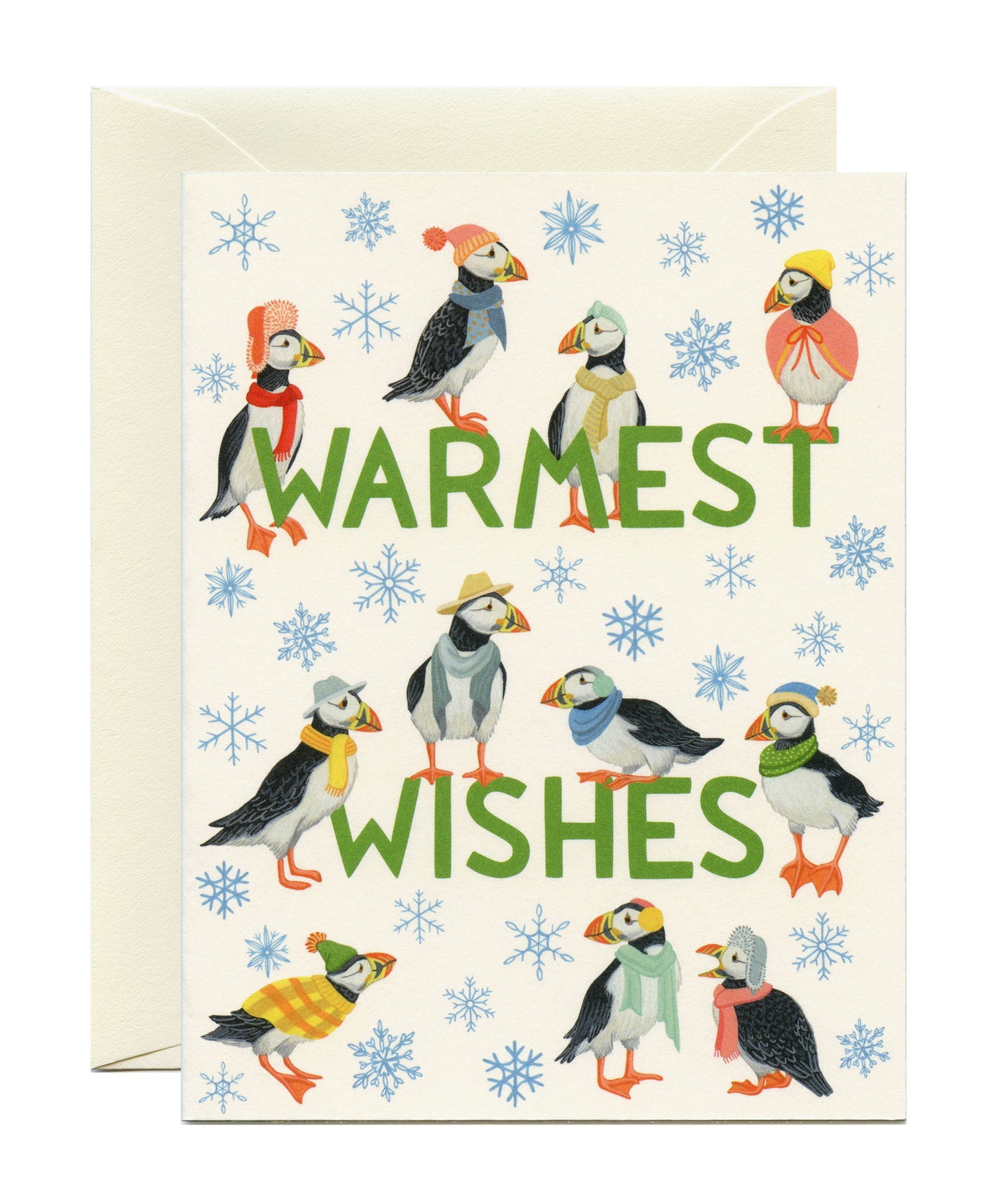 PUFFINS AND SNOWFLAKES - HOLIDAY GREETING CARD