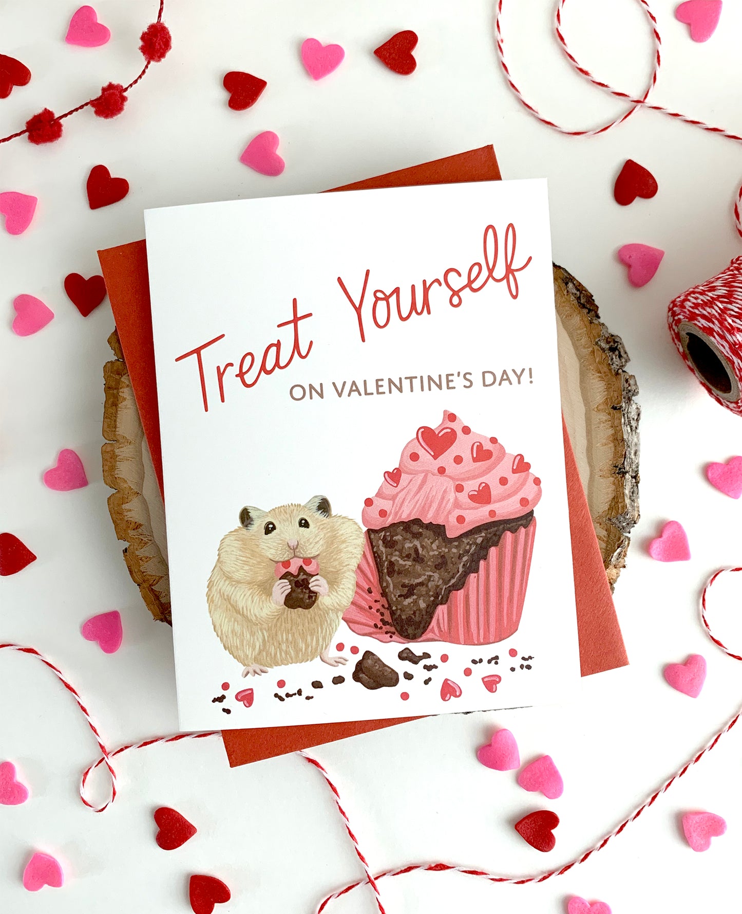 HAMSTER CUPCAKE - VALENTINE'S DAY GREETING CARD