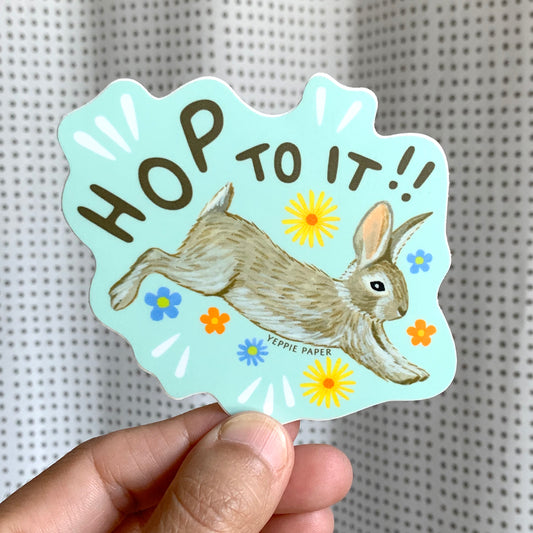 HOP TO IT BUNNY RABBIT - DIE CUT STICKER