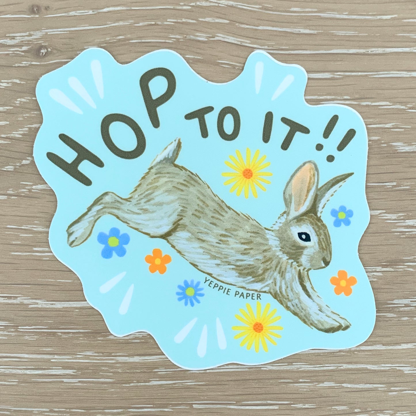 HOP TO IT BUNNY RABBIT - DIE CUT STICKER