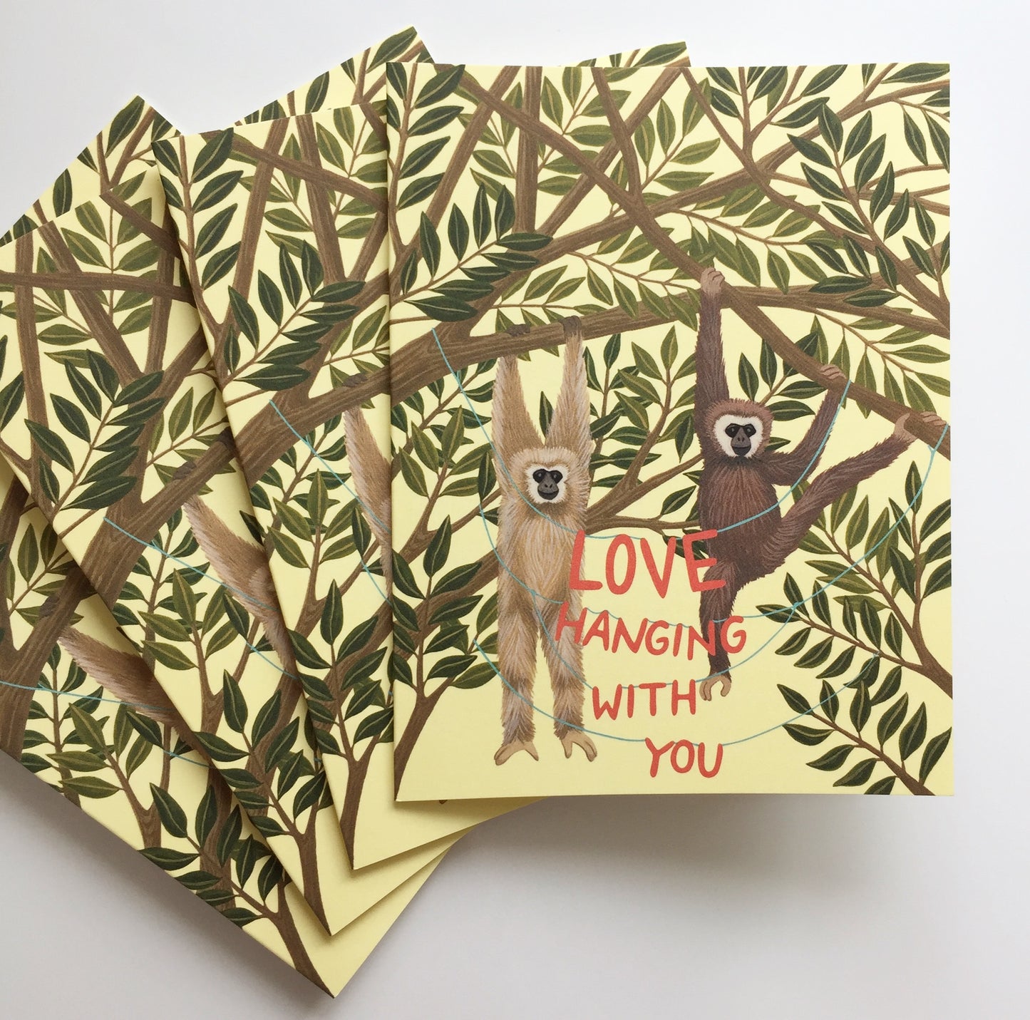 GIBBONS HANGING OUT - LOVE AND FRIENDSHIP GREETING CARD