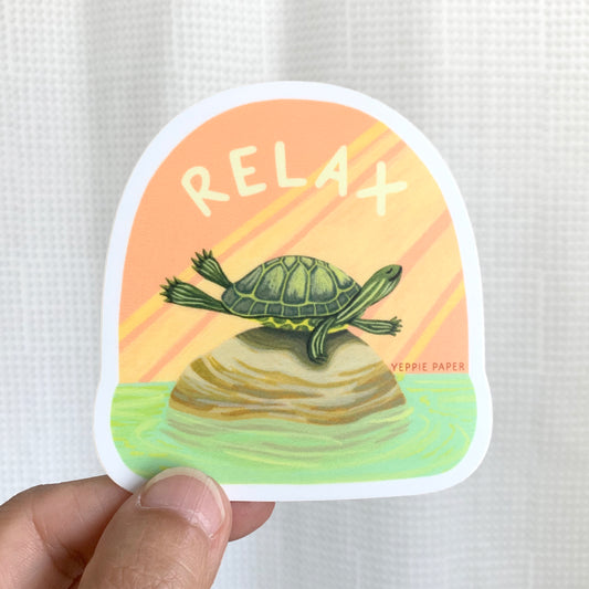 SUNBATHING TURTLE RELAXING - DIE-CUT STICKER