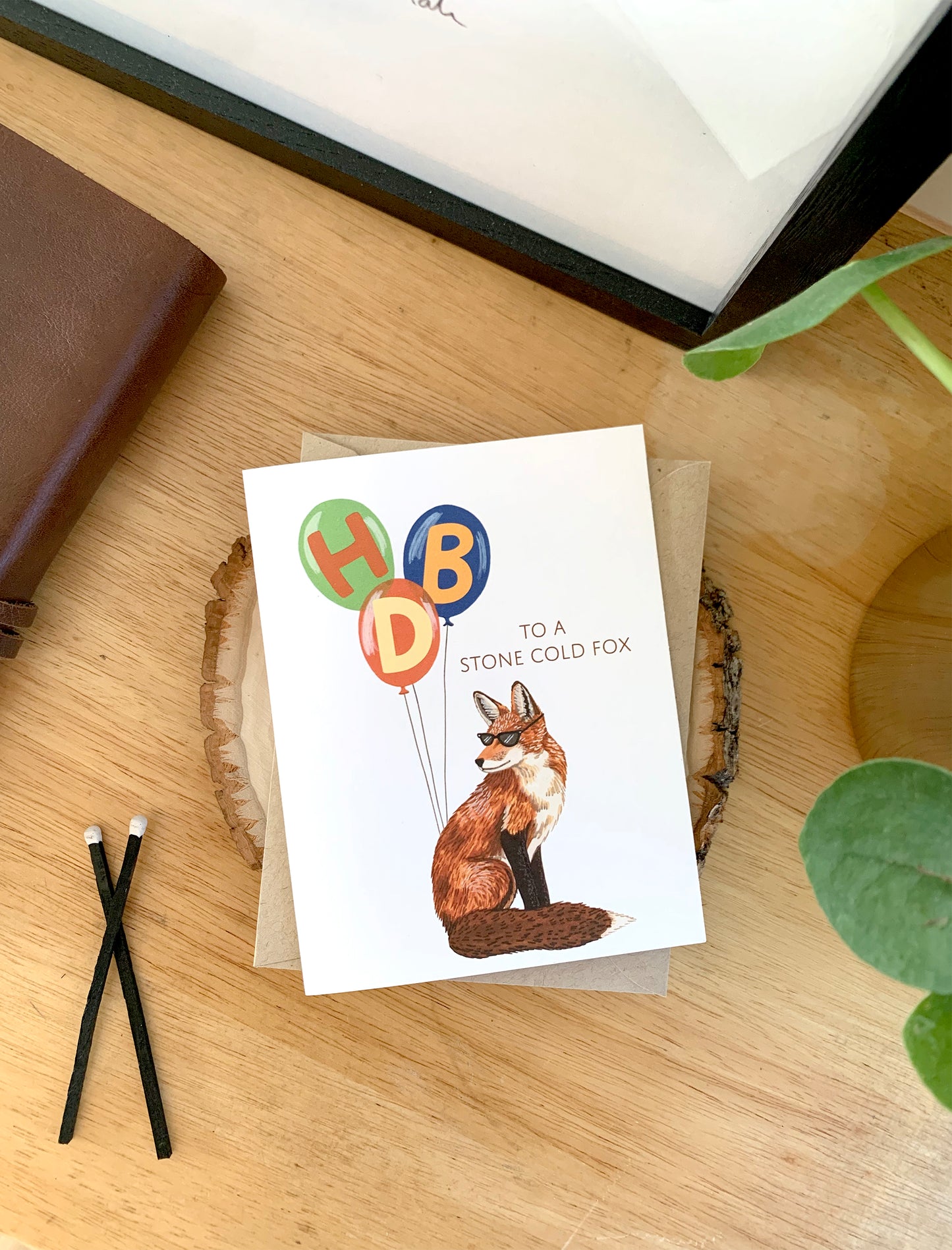 STONE COLD FOX AND BALLOONS - BIRTHDAY GREETING CARD