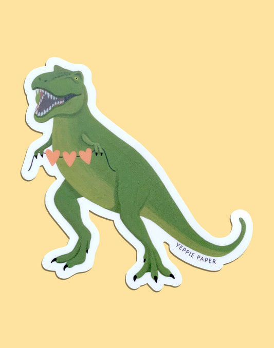 T-REX DINOSAUR AND HEARTS - DIE CUT STICKER