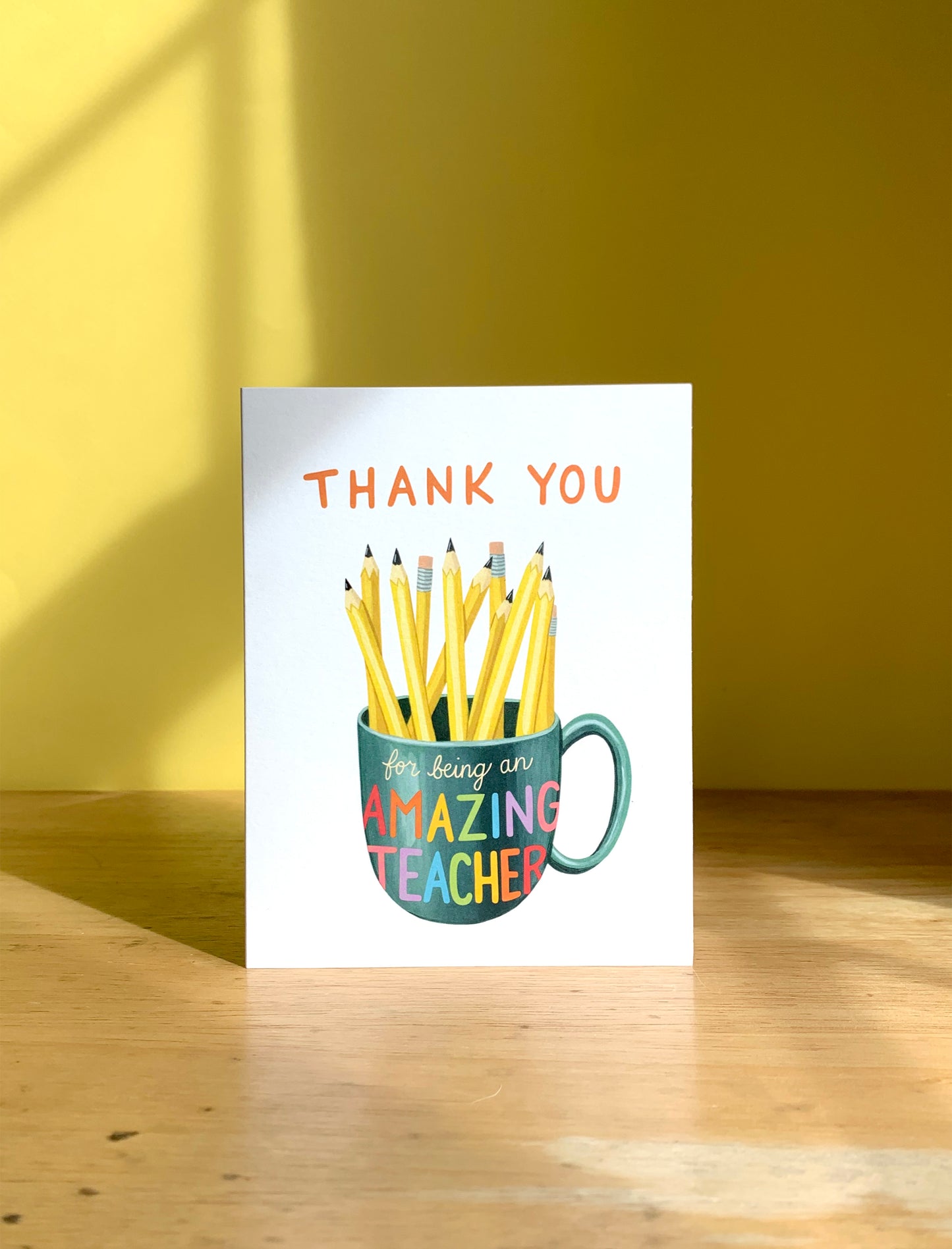 AMAZING TEACHER MUG AND PENCILS - TEACHER APPRECIATION GREETING CARD