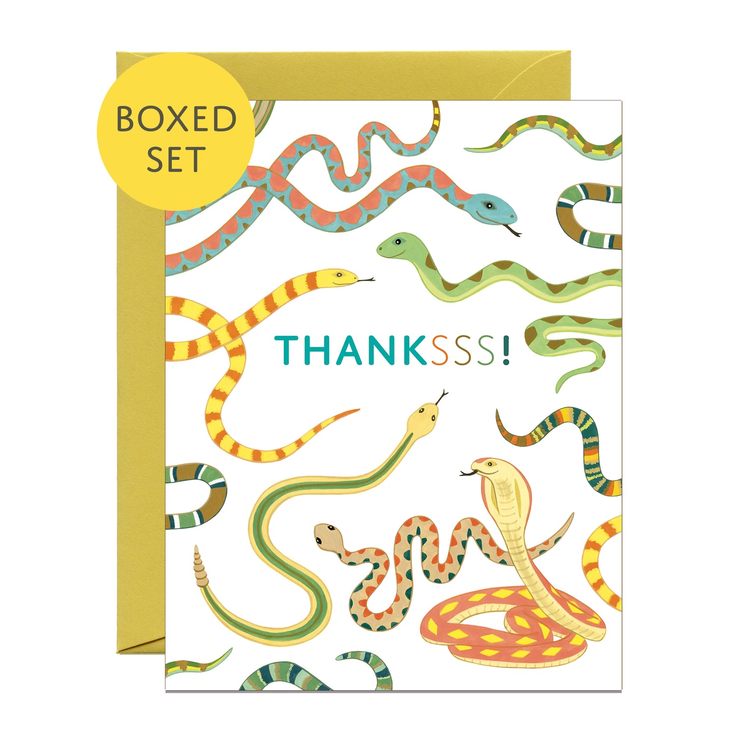 THANKS SNAKES - THANK YOU GREETING CARDS, BOXED SET OF 8