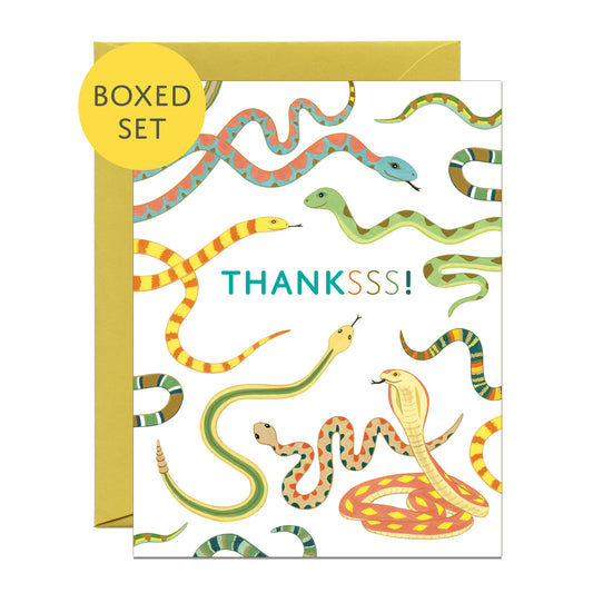 THANKS SNAKES - THANK YOU GREETING CARDS, BOXED SET OF 8