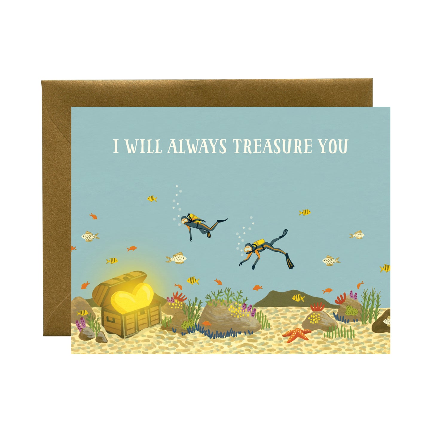 SCUBA DIVERS AND BURIED TREASURE - ANNIVERSARY GREETING CARD
