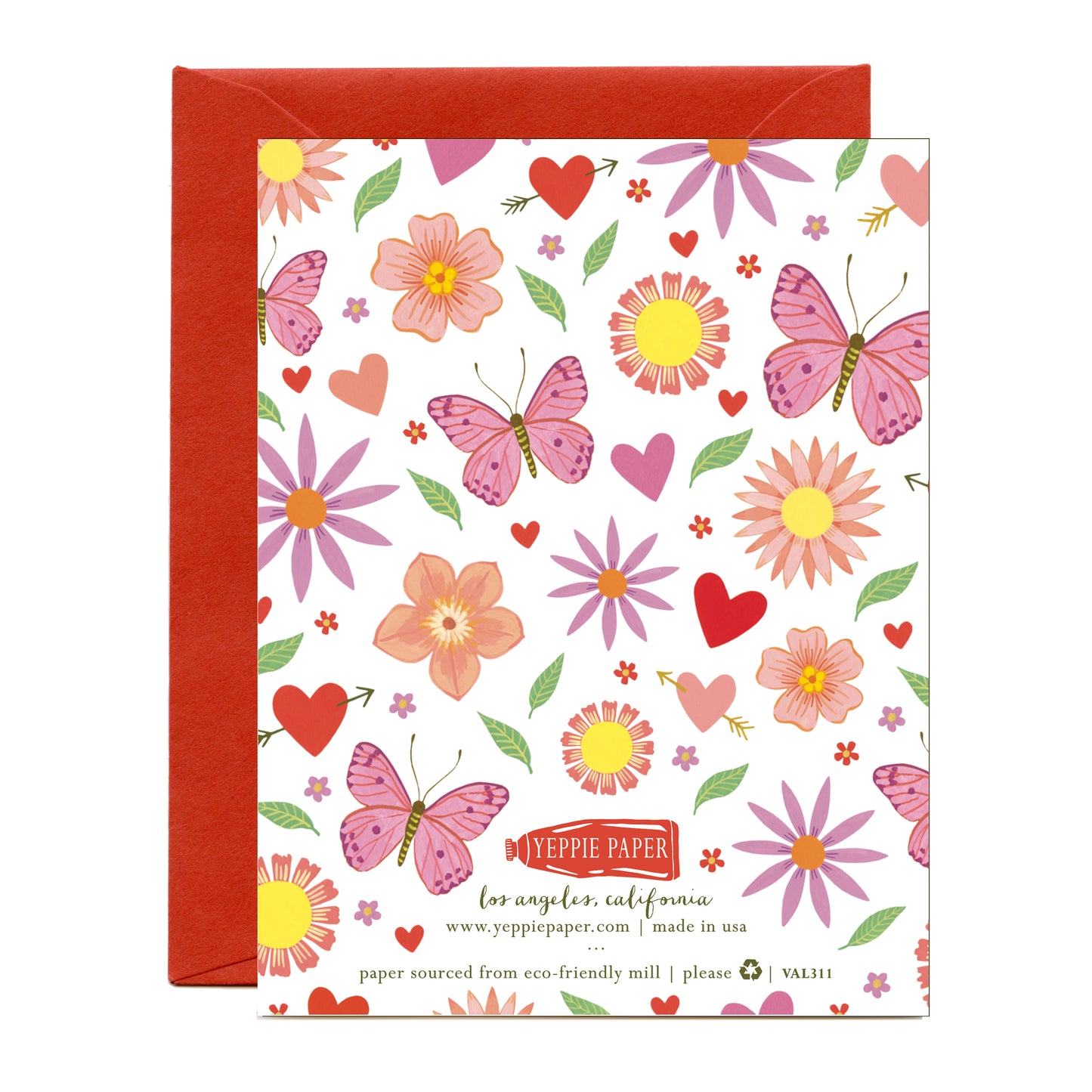 HEARTS, BUTTERFLIES AND FLOWERS - VALENTINE'S DAY GREETING CARD