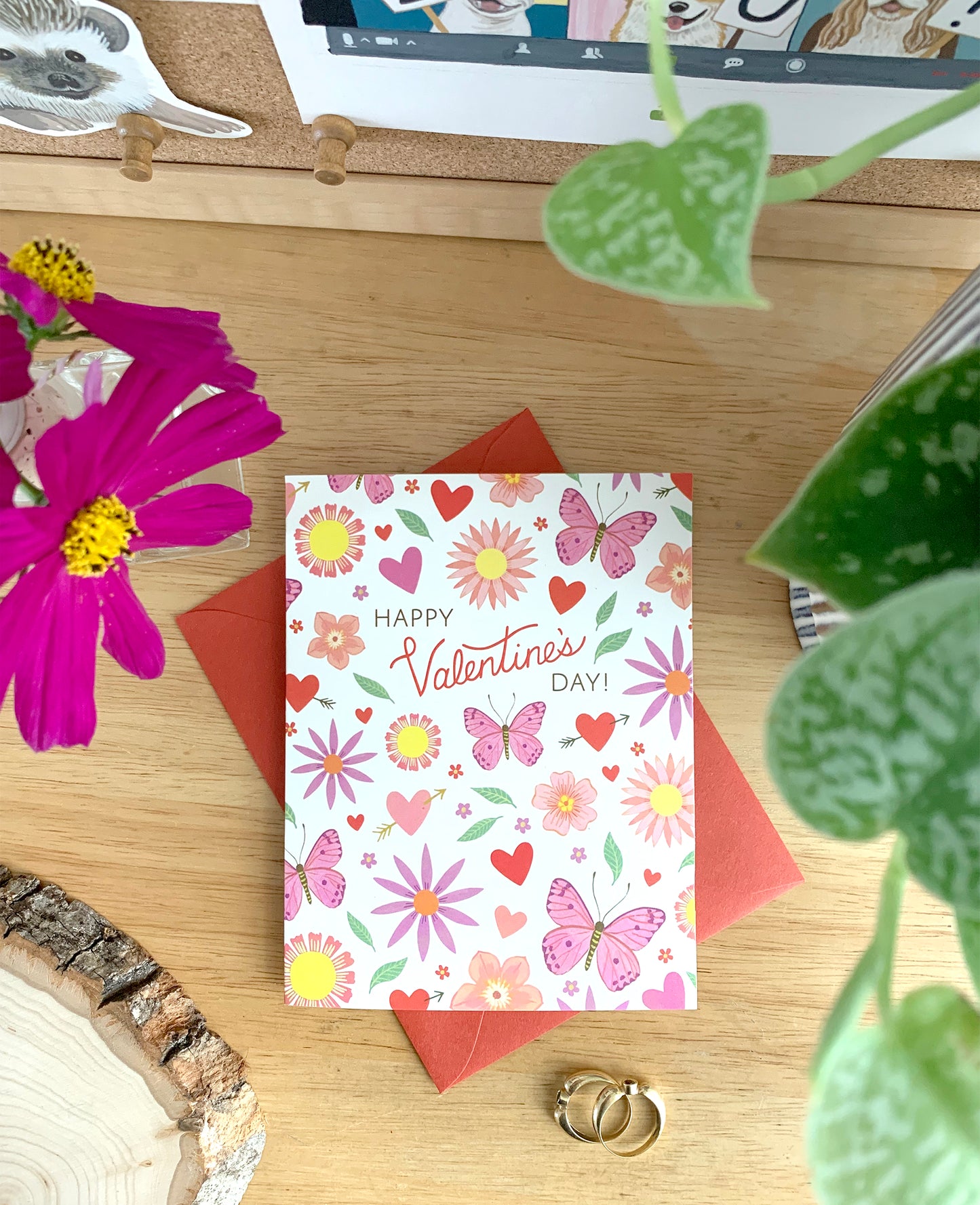 HEARTS, BUTTERFLIES AND FLOWERS - VALENTINE'S DAY GREETING CARD