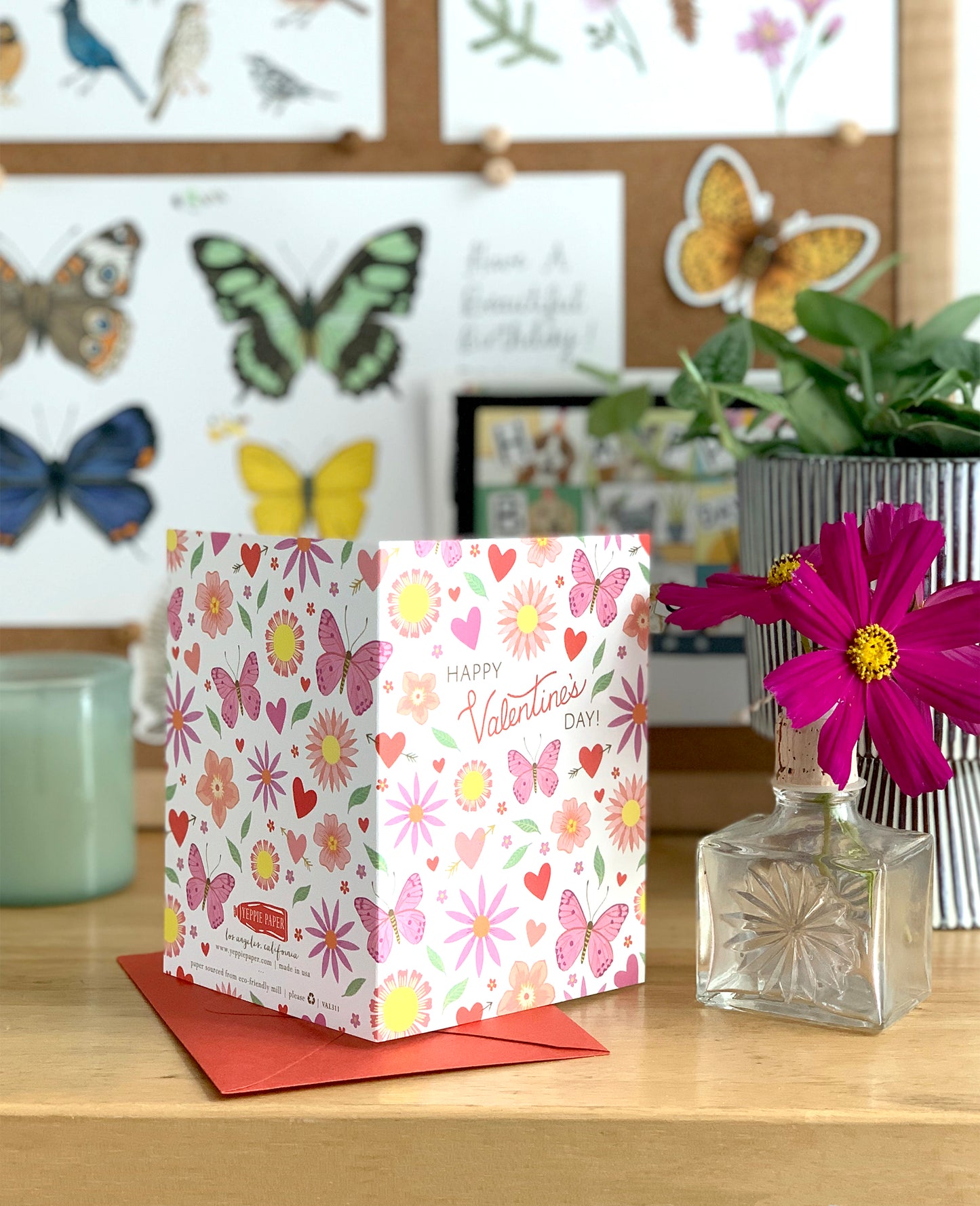 HEARTS, BUTTERFLIES AND FLOWERS - VALENTINE'S DAY GREETING CARD