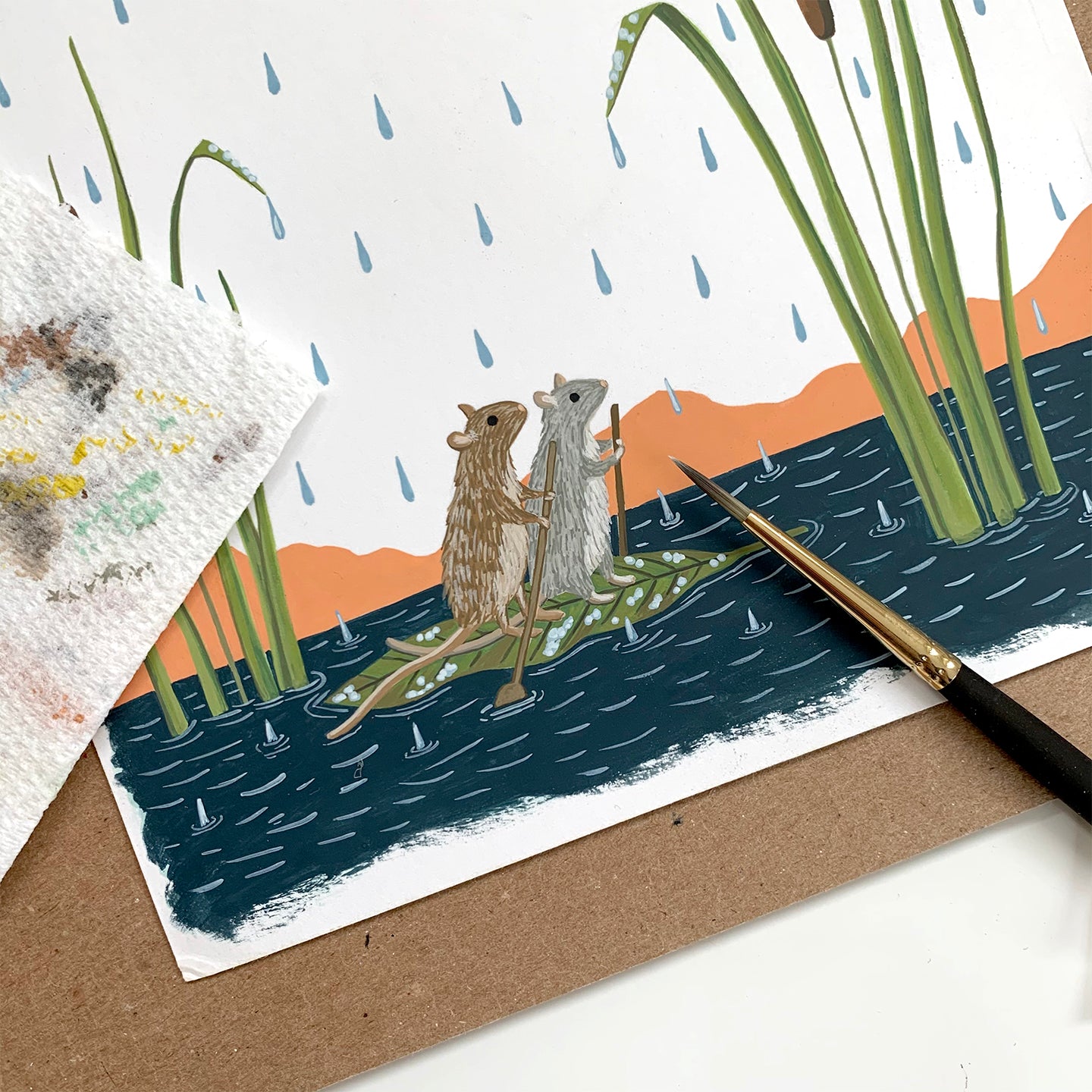 MICE IN THE RAIN - SYMPATHY GREETING CARD