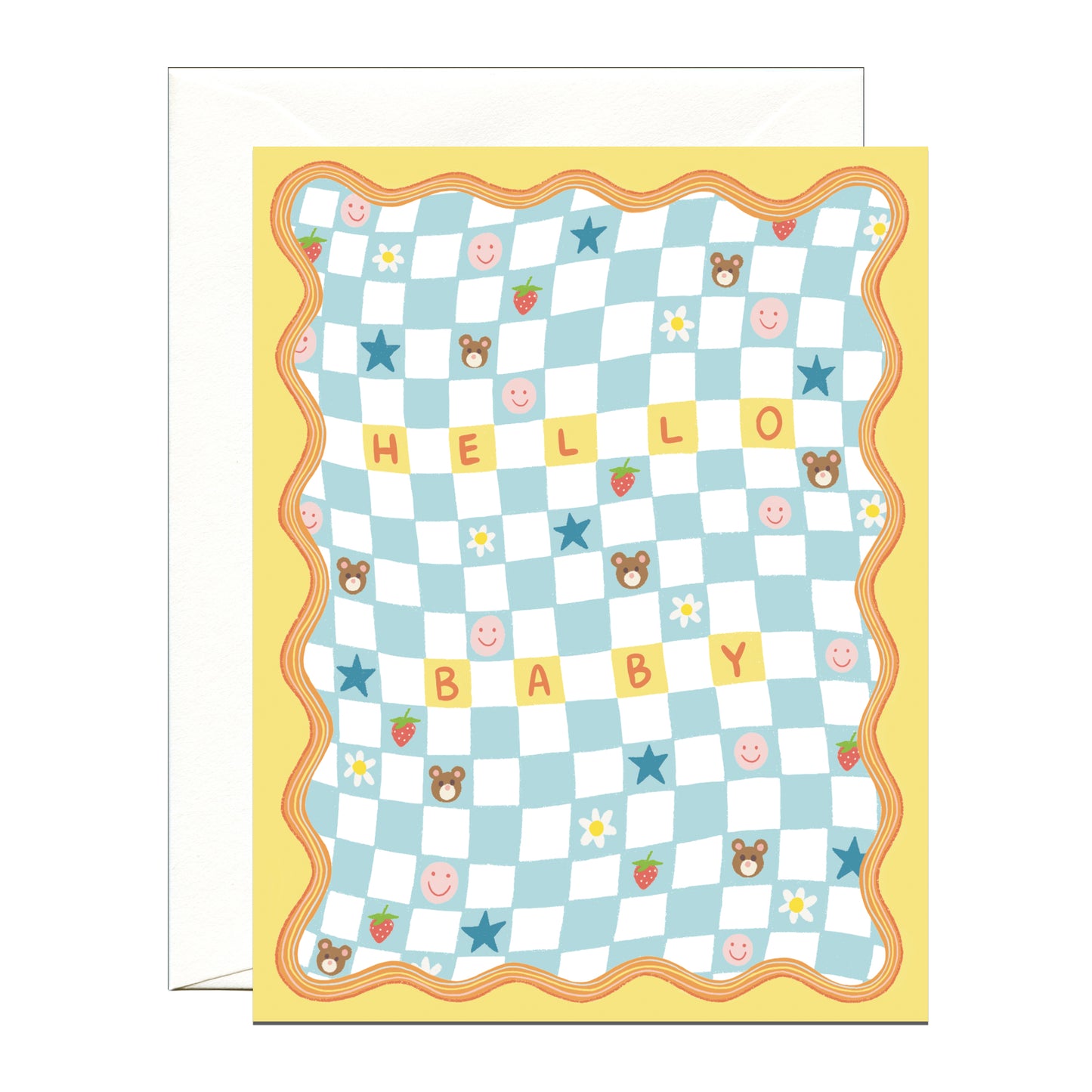 CHECKERED BABY BLANKET - NEW BABY GREETING CARD