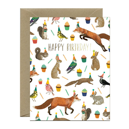 FOREST ANIMALS GALORE - BIRTHDAY GREETING CARD