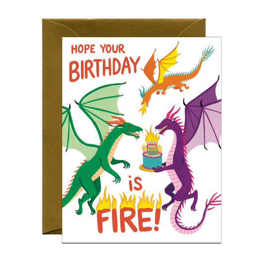 FIRE BREATHING DRAGONS - BIRTHDAY GREETING CARD