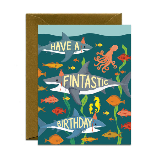 FINTASTIC BIRTHDAY SHARKS - BIRTHDAY GREETING CARD