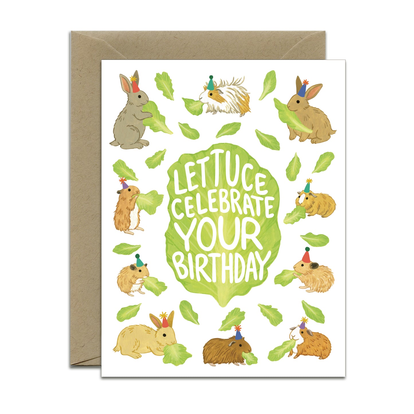 LETTUCE CELEBRATE BUNNIES, HAMSTERS & GUINEA PIGS - BIRTHDAY GREETING CARD