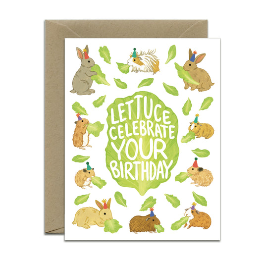 LETTUCE CELEBRATE BUNNIES, HAMSTERS & GUINEA PIGS - BIRTHDAY GREETING CARD