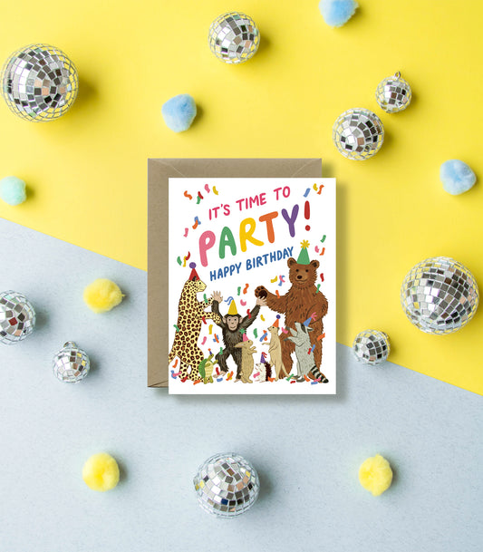 PARTY ANIMALS - BIRTHDAY GREETING CARD