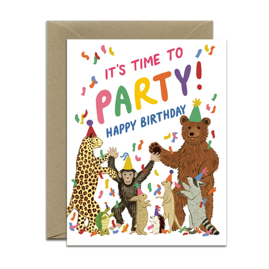 PARTY ANIMALS - BIRTHDAY GREETING CARD