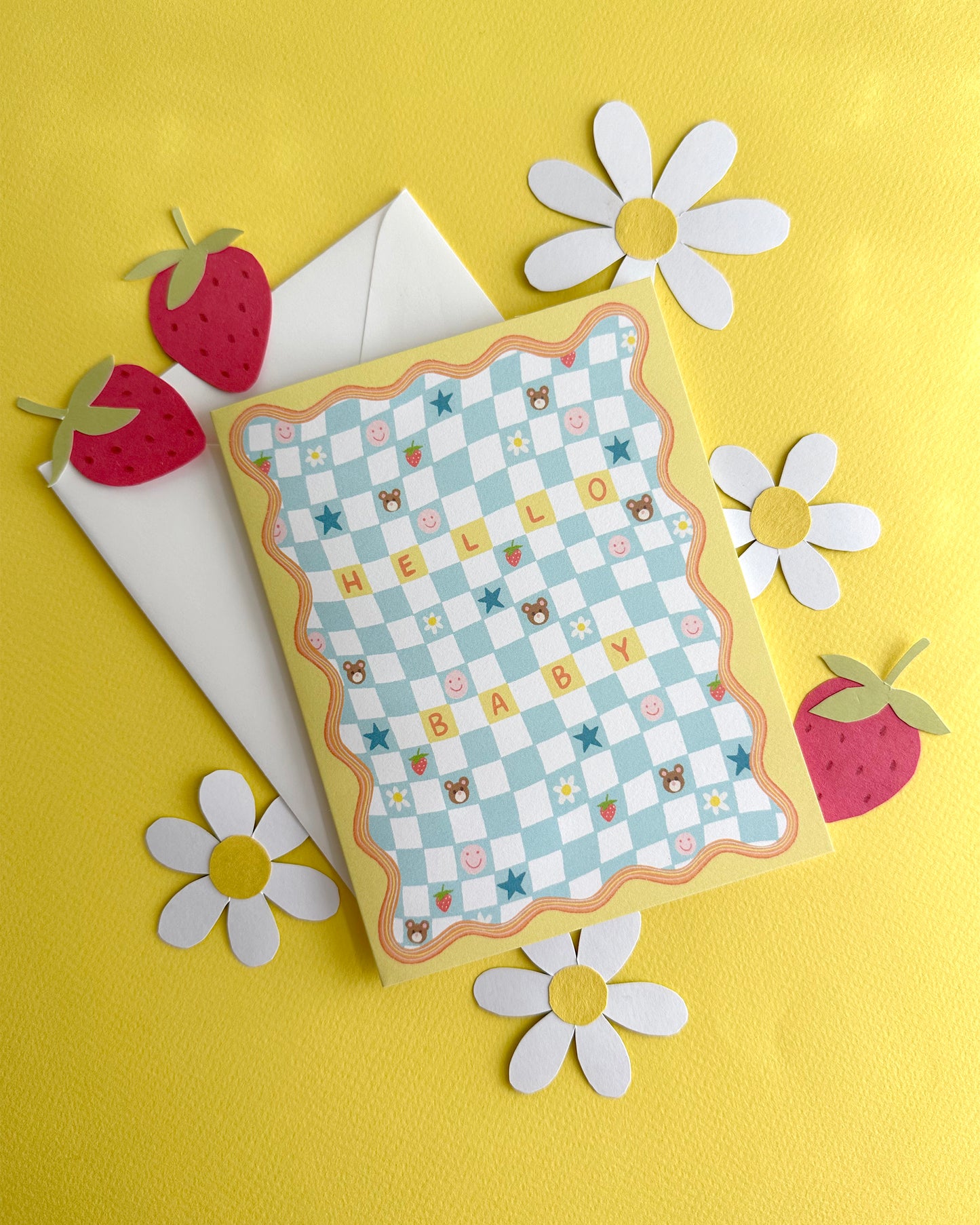 CHECKERED BABY BLANKET - NEW BABY GREETING CARD