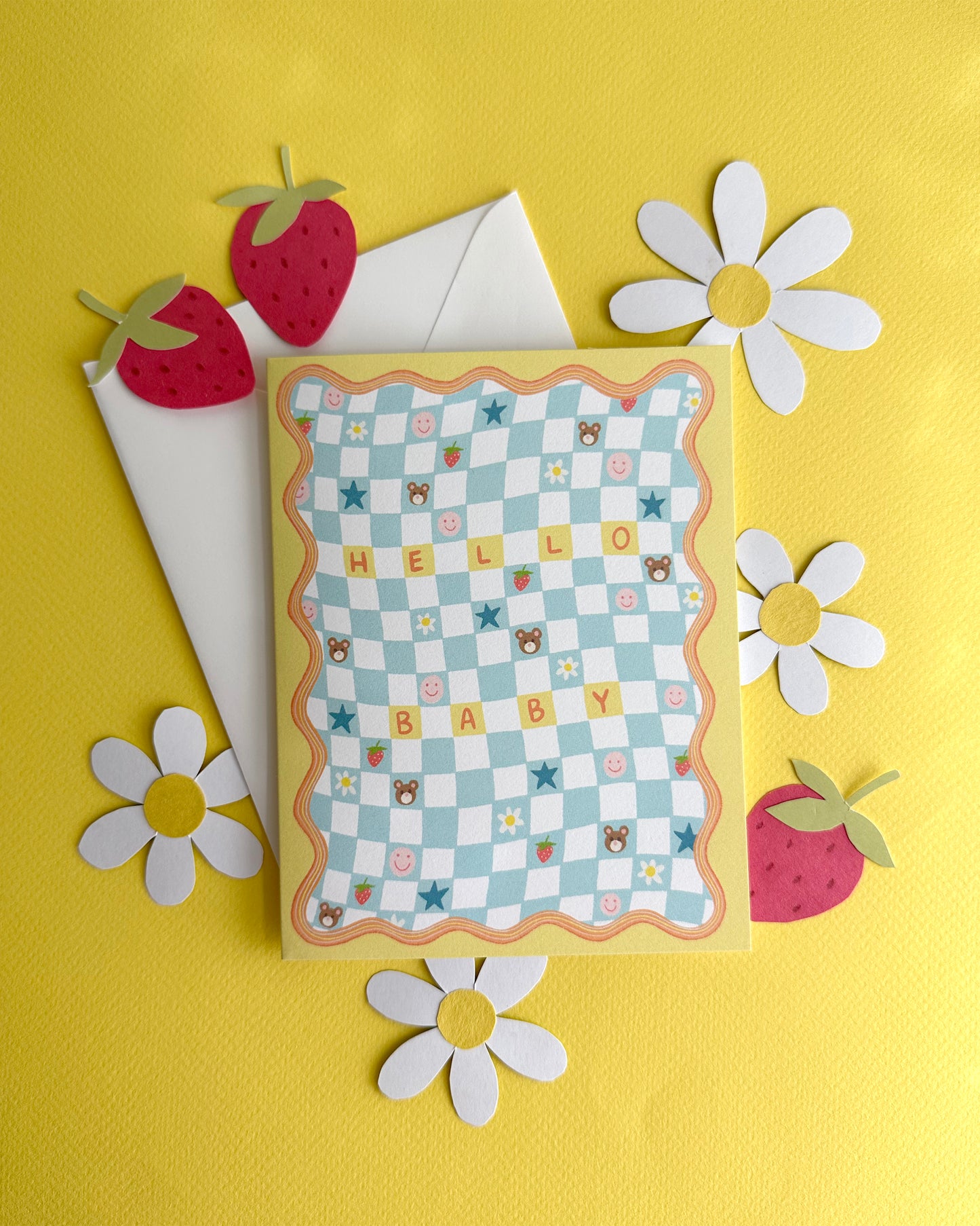 CHECKERED BABY BLANKET - NEW BABY GREETING CARD