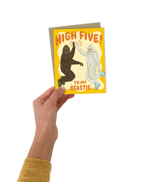 HIGH FIVE! BIGFOOT AND YETI - CONGRATULATIONS GREETING CARD
