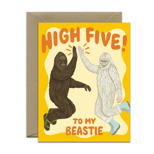 HIGH FIVE! BIGFOOT AND YETI - CONGRATULATIONS GREETING CARD