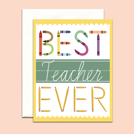 SCHOOL SUPPLIES CHALKBOARD TEACHER - TEACHER APPRECIATION GREETING CARD