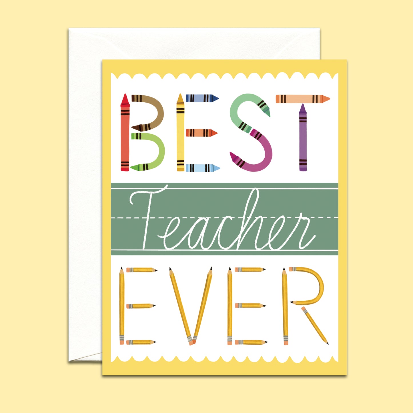 SCHOOL SUPPLIES CHALKBOARD TEACHER - TEACHER APPRECIATION GREETING CARD