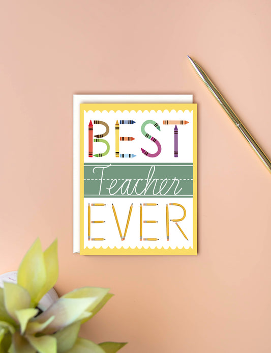 SCHOOL SUPPLIES CHALKBOARD TEACHER - TEACHER APPRECIATION GREETING CARD