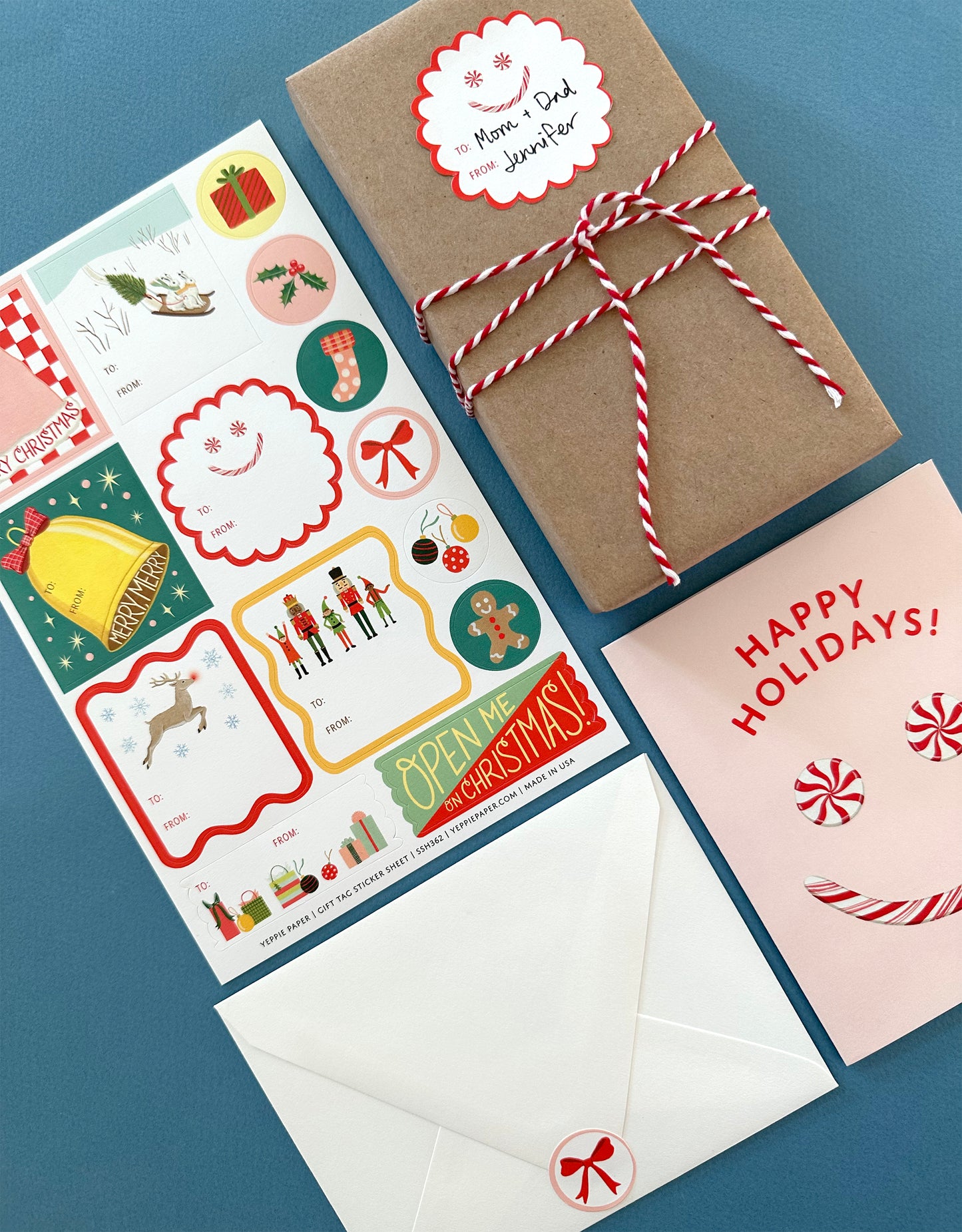 CHRISTMAS ADHESIVE GIFT TAG STICKER SHEETS - SET OF 3