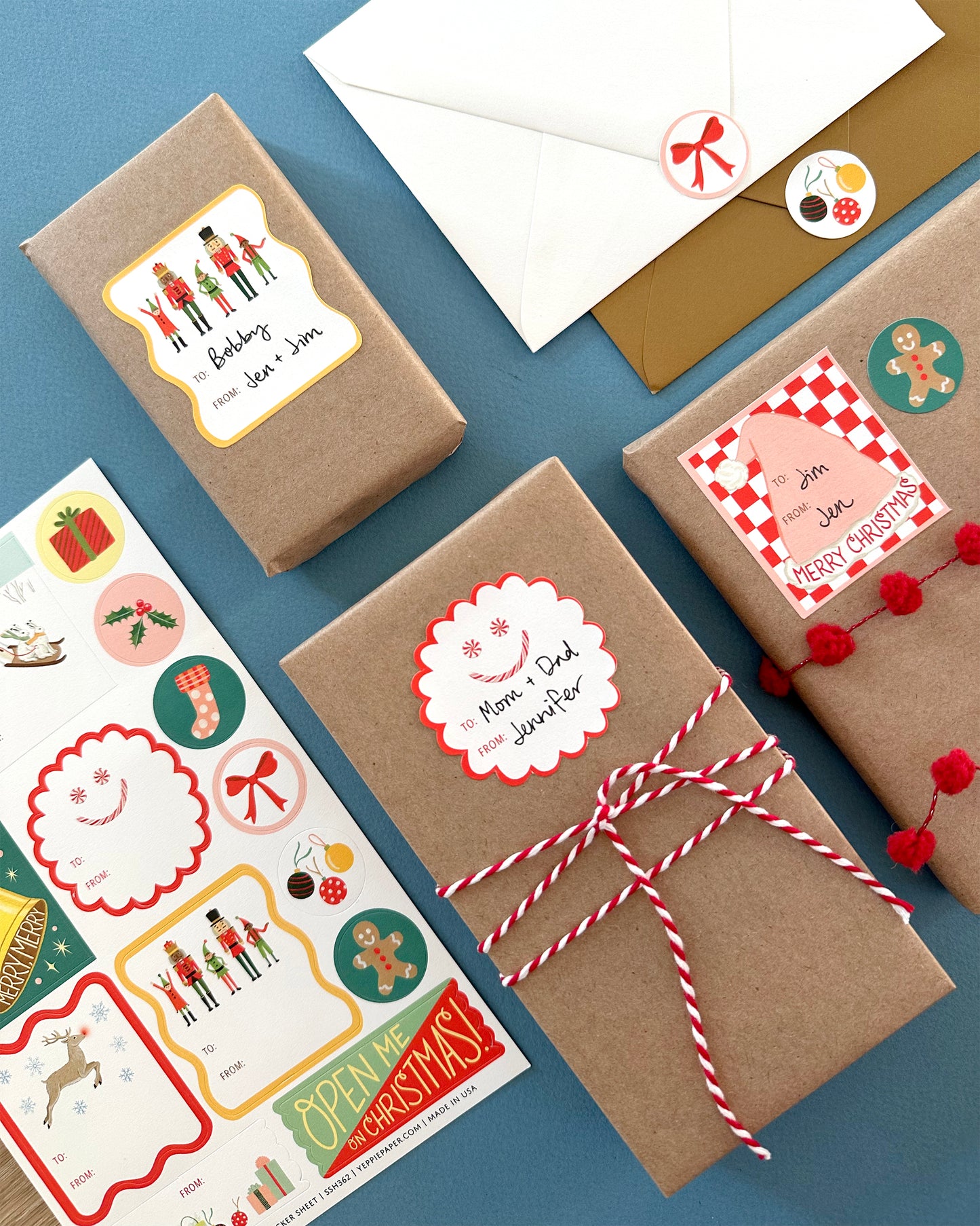 CHRISTMAS ADHESIVE GIFT TAG STICKER SHEETS - SET OF 3