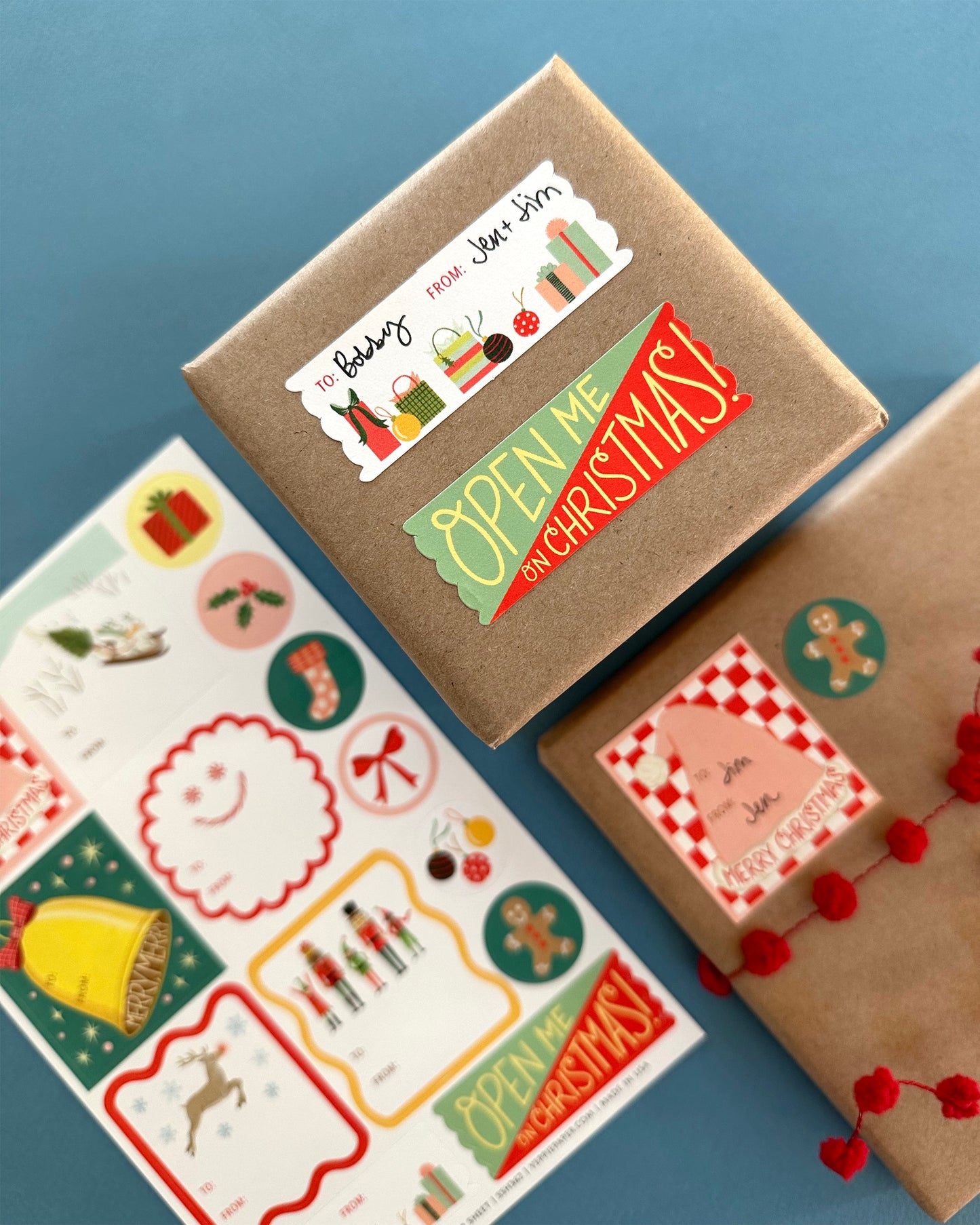 CHRISTMAS ADHESIVE GIFT TAG STICKER SHEETS - SET OF 3