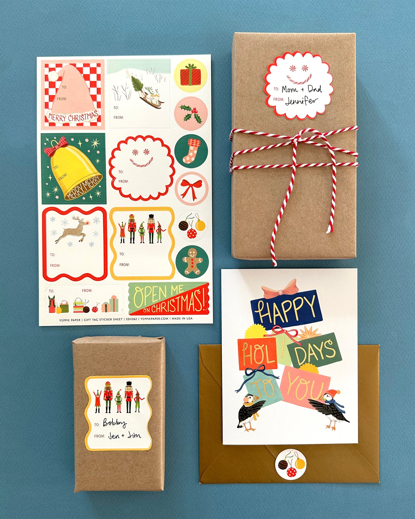 CHRISTMAS ADHESIVE GIFT TAG STICKER SHEETS - SET OF 3