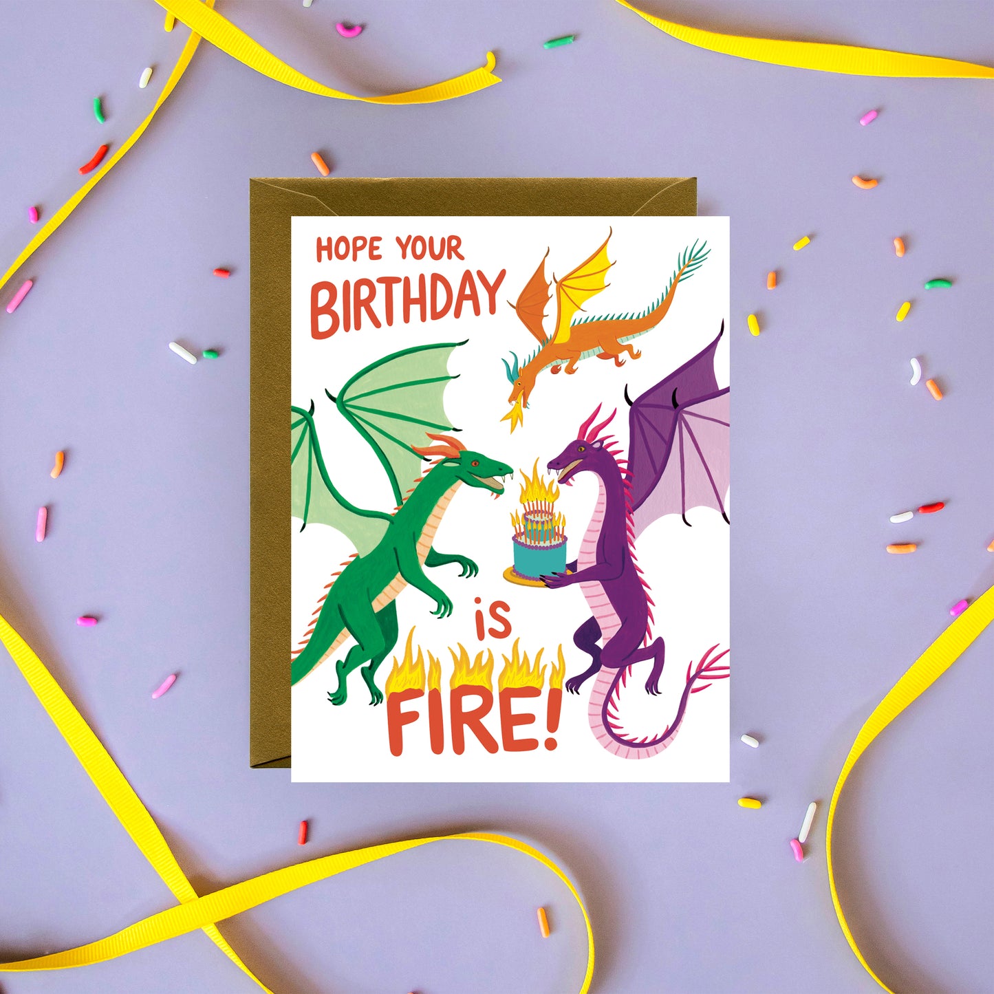 FIRE BREATHING DRAGONS - BIRTHDAY GREETING CARD