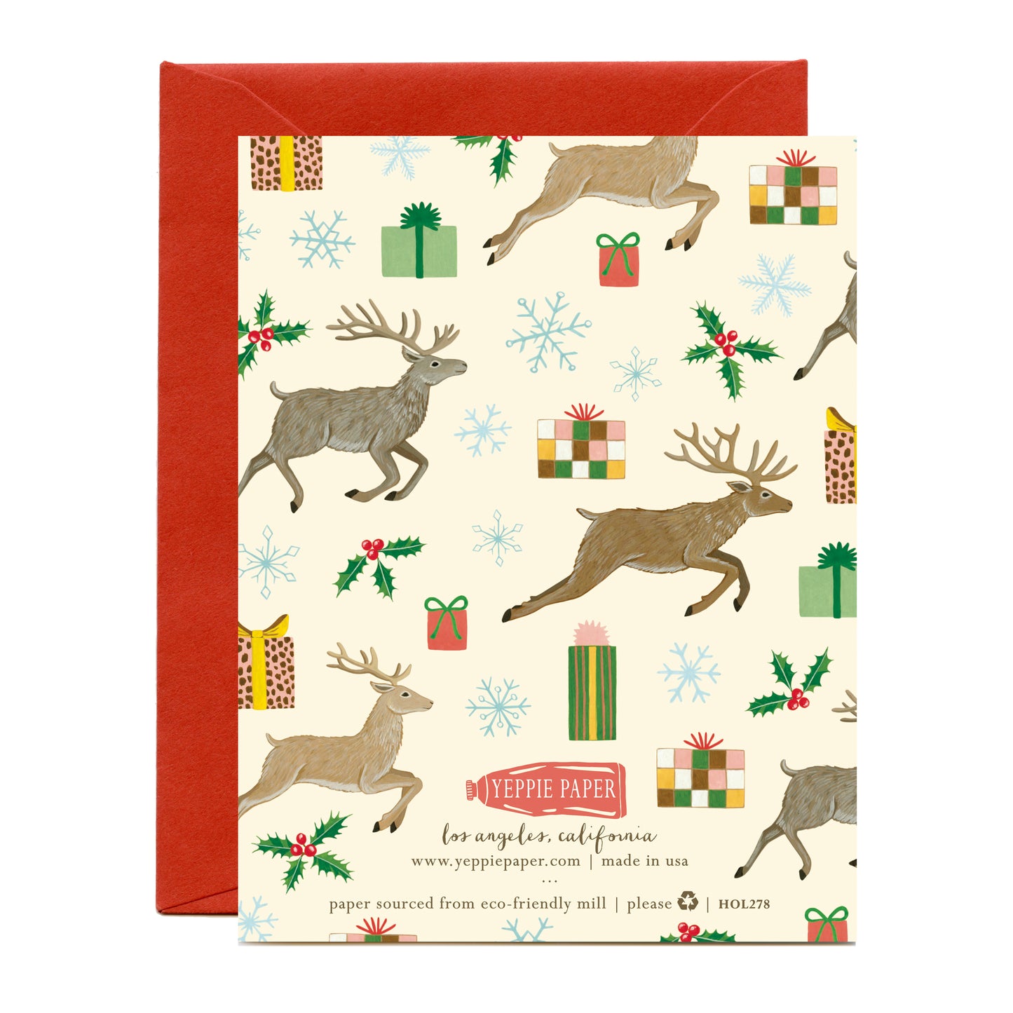FLYING REINDEER - HOLIDAY GREETING CARDS, BOXED SET OF 8