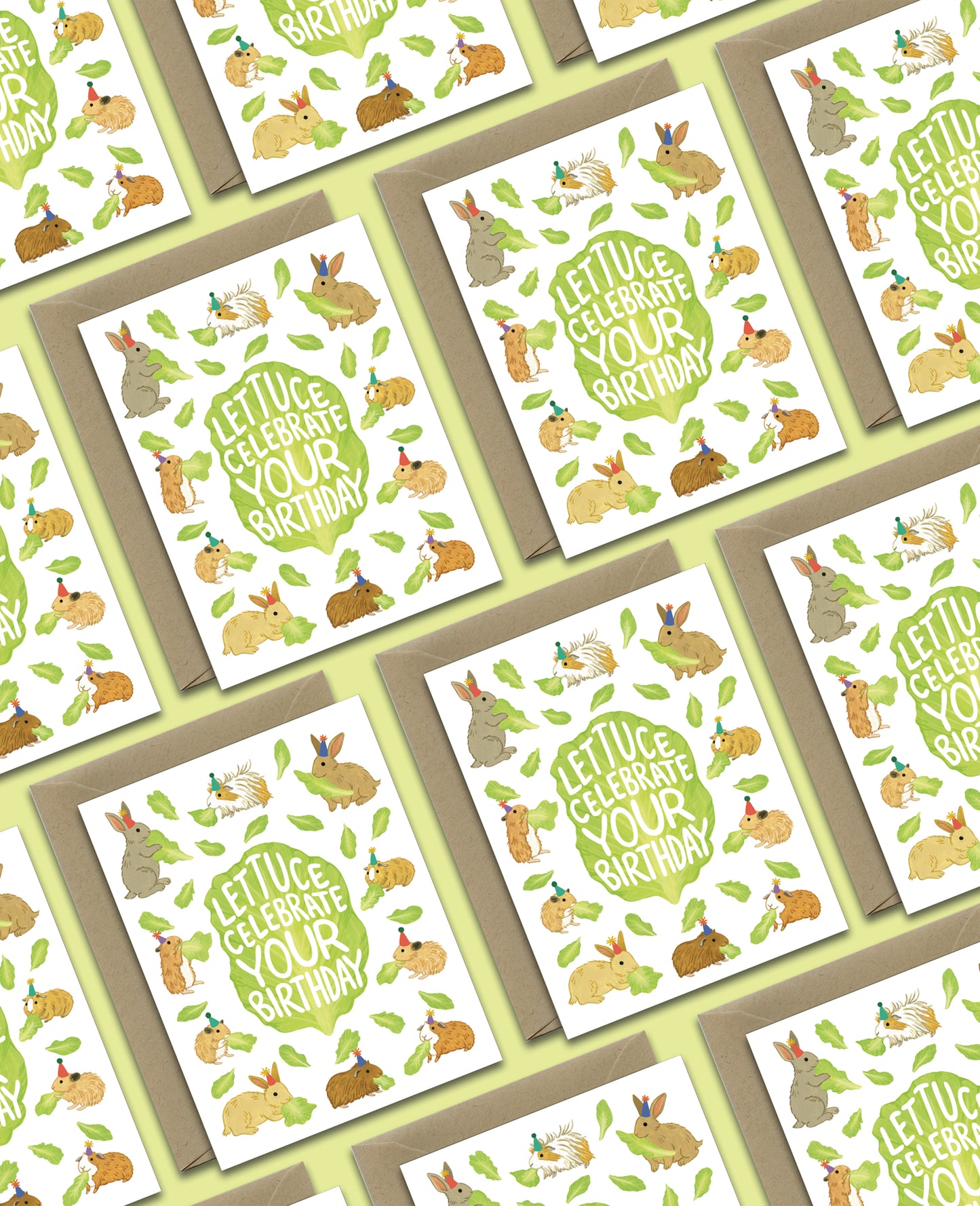 LETTUCE CELEBRATE BUNNIES, HAMSTERS & GUINEA PIGS - BIRTHDAY GREETING CARD