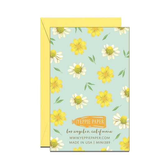WHITE & YELLOW FLOWERS - THANK YOU MINI CARD