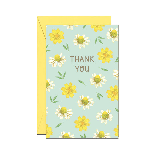 WHITE & YELLOW FLOWERS - THANK YOU MINI CARD